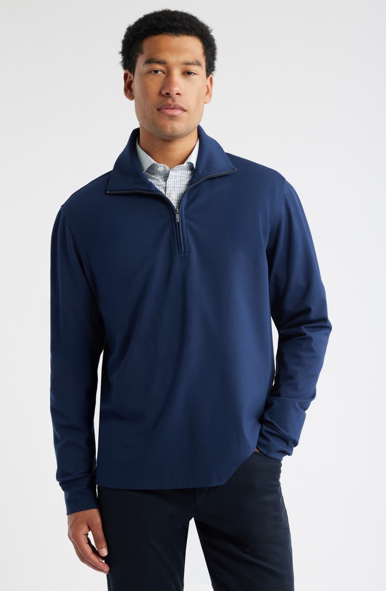 Nordstrom Travel Luxe Quarter Zip Pullover, Main, color, Navy Still