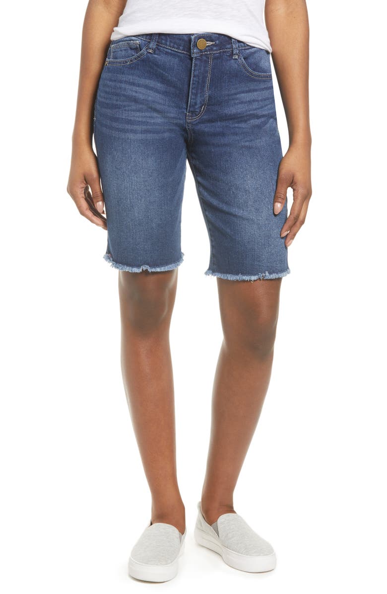 Wit & Wisdom Ab-Solution High Waist Raw Hem Bermuda Shorts, Main, color, 