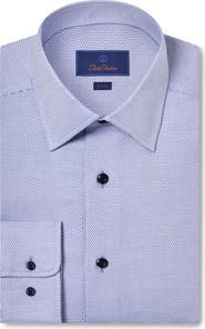 David Donahue Slim Fit Micro Dobby Cotton Dress Shirt