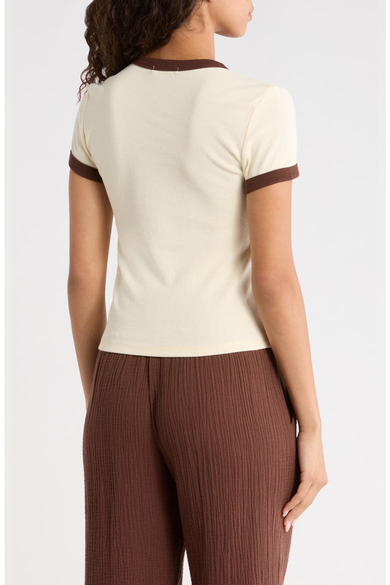 Lexi Rib Ringer T-Shirt, Alternate, color, CREAM AND COFFEE
