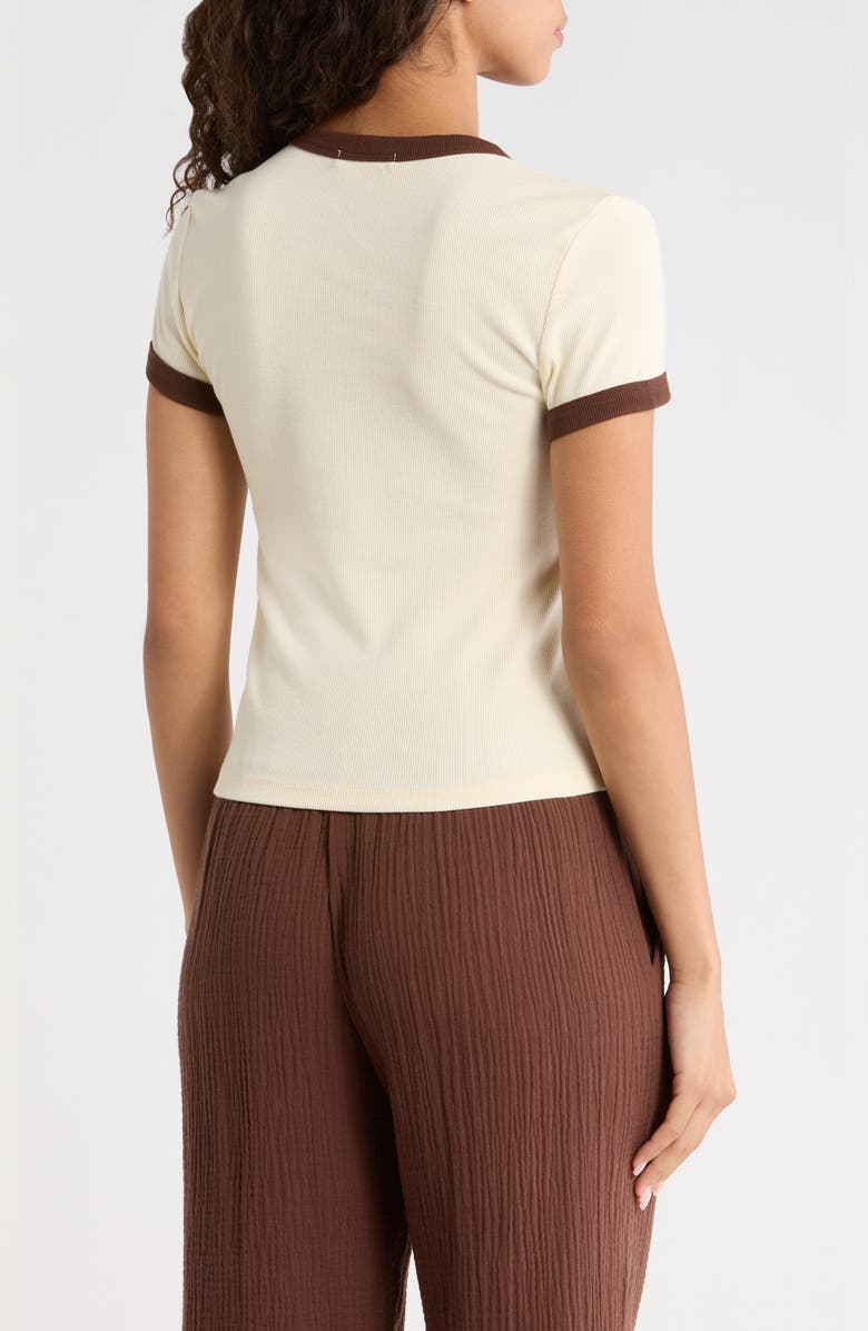 Marine Layer Lexi Rib Ringer T-Shirt, Alternate, color, Cream And Coffee