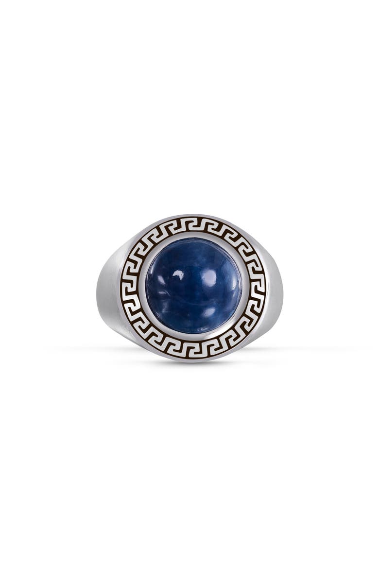 LuvMyJewelry Blue Apatite Sterling Silver Men Signet Ring, Main, color, Silver