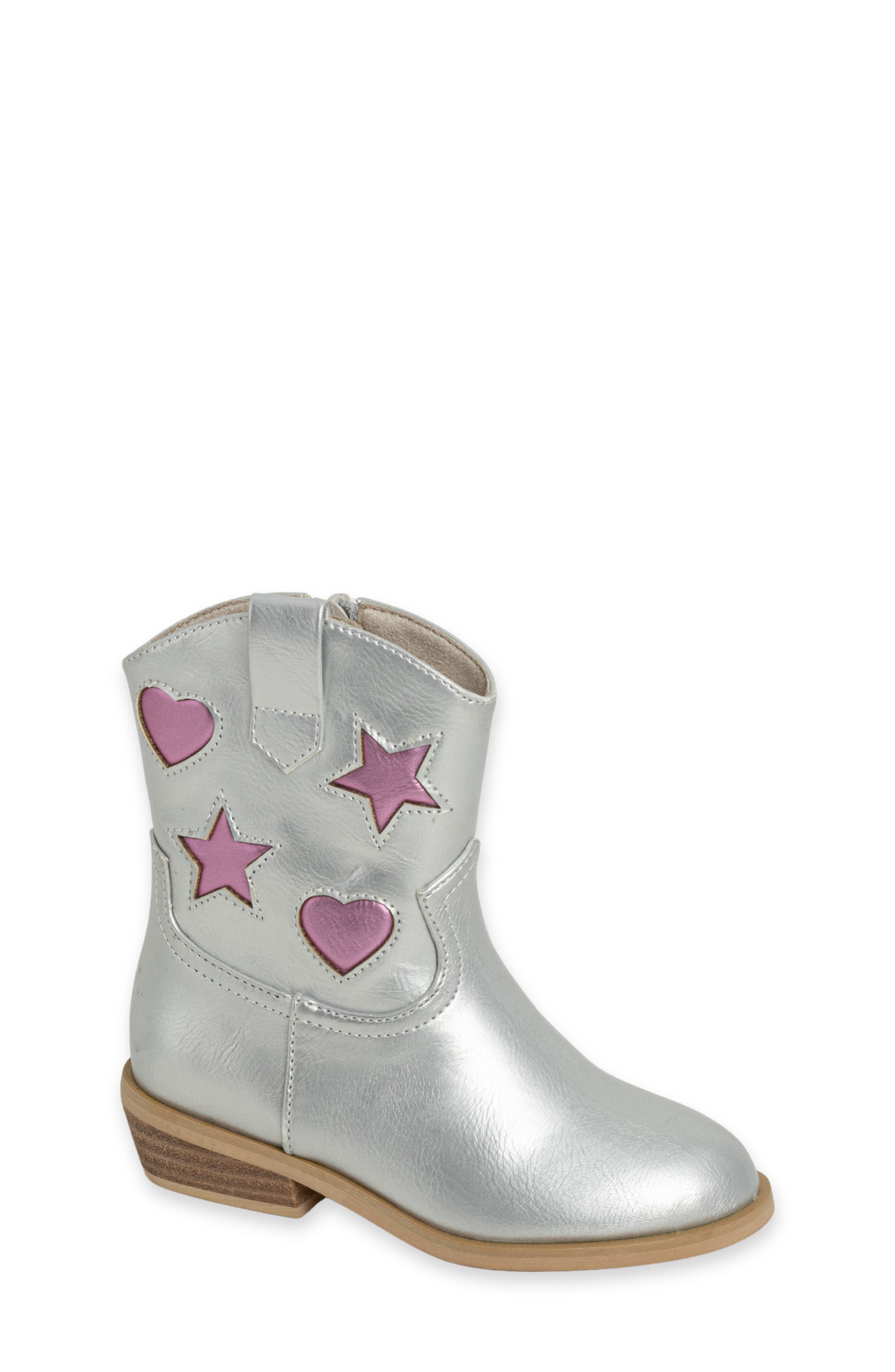 Kids' Zimba Mini Faux Leather Western Boot, Main, color, SILVER