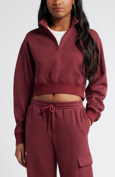 Quarter Zip Fleece Detail Sweatshirt