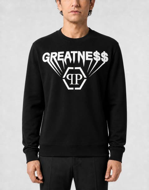 Printed Fleece Round Neck Sweatshirt Greatness Men