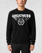PHILIPP PLEIN Printed Fleece Round Neck Sweatshirt Greatness Men