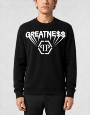 PHILIPP PLEIN Printed Fleece Round Neck Sweatshirt Greatness Men