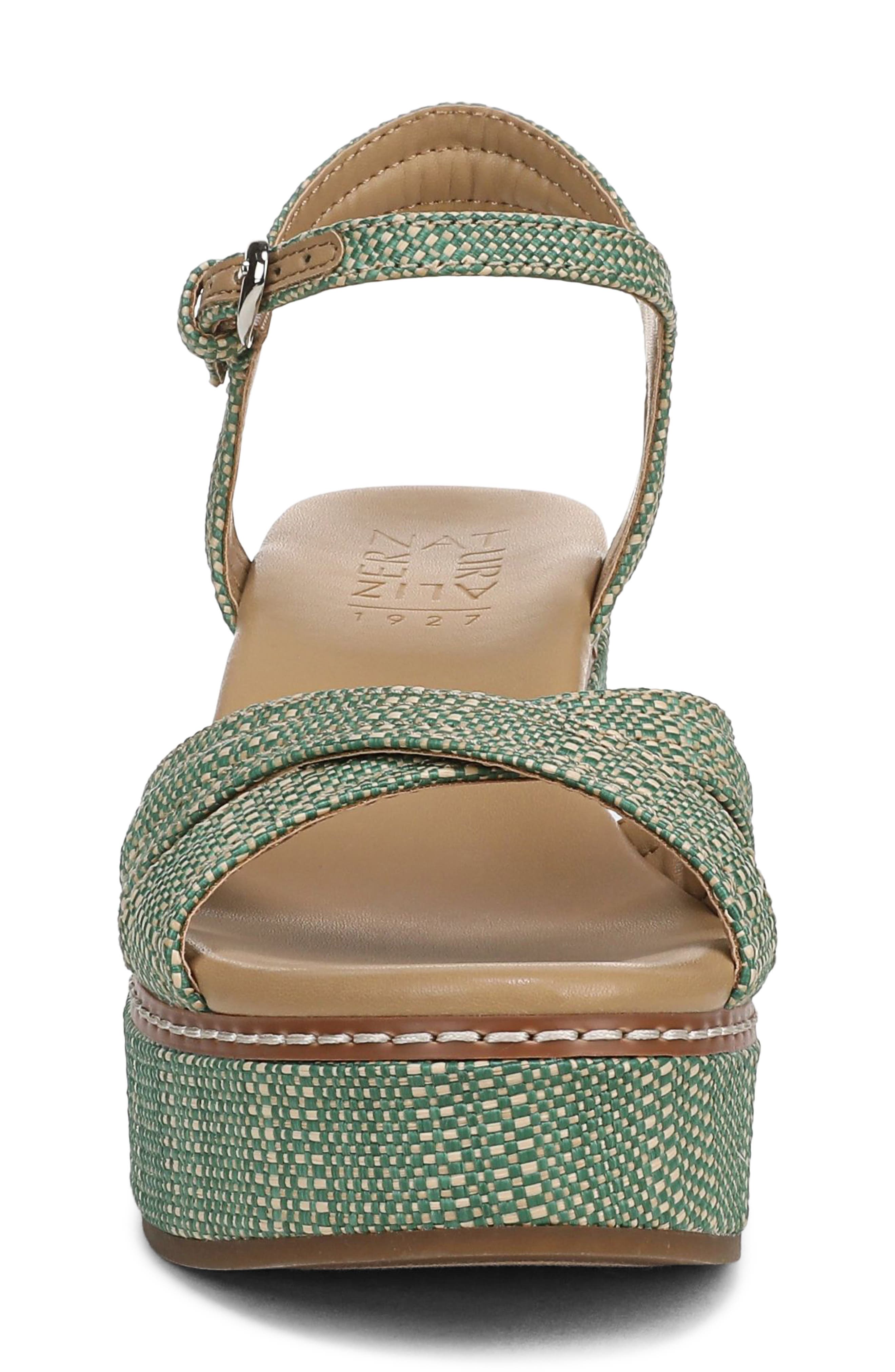 Naturalizer Dovie Raffia Ankle Strap Platform Sandal, Alternate, color, Green Mutli
