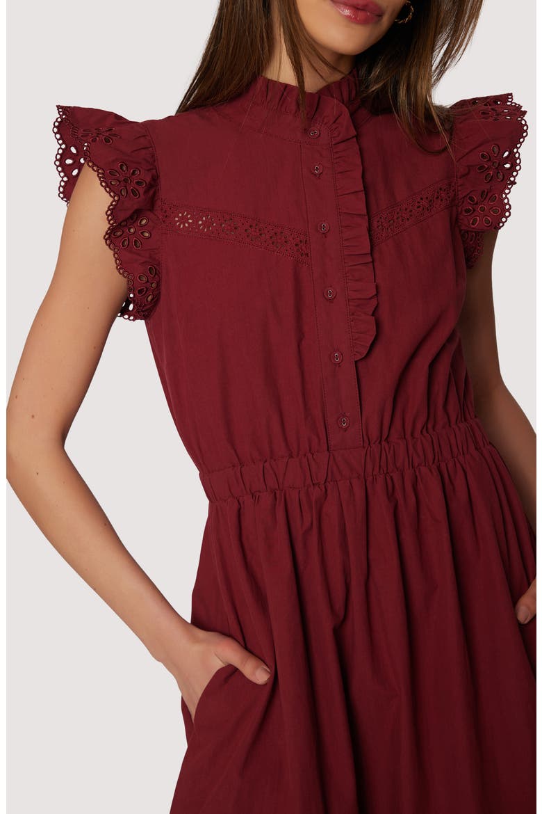 Artista Aura Cap Sleeve Cotton Midi Dress, Alternate, color, CRIMSON