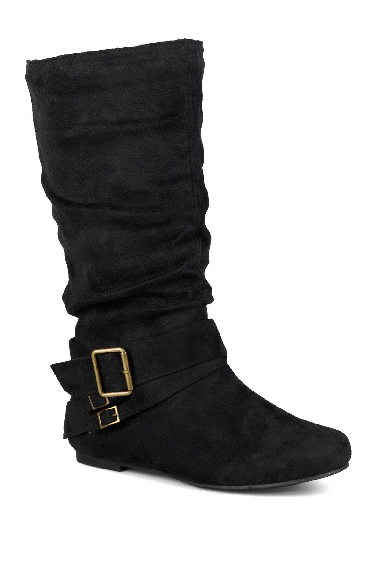 Journee Collection Shelley Buckle Slouchy Boot, Main, color, 