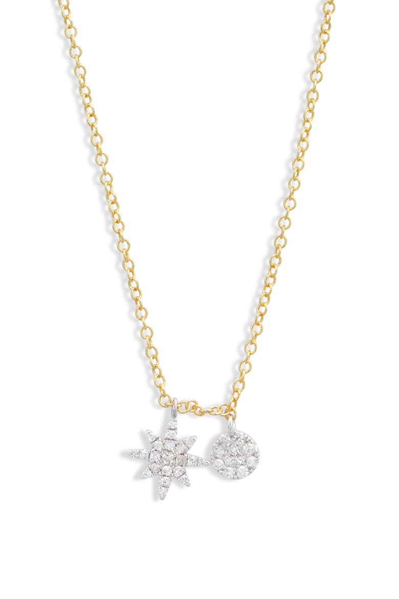 Dual Diamond Pendant Necklace, Main, color, TWO TONED YELLOW GOLD