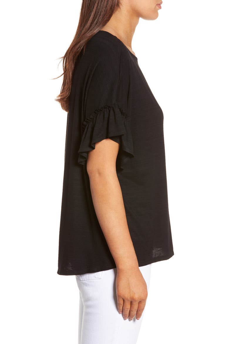 DROP RUFFLE SLEEVE TOP, Alternate, color, BLACK