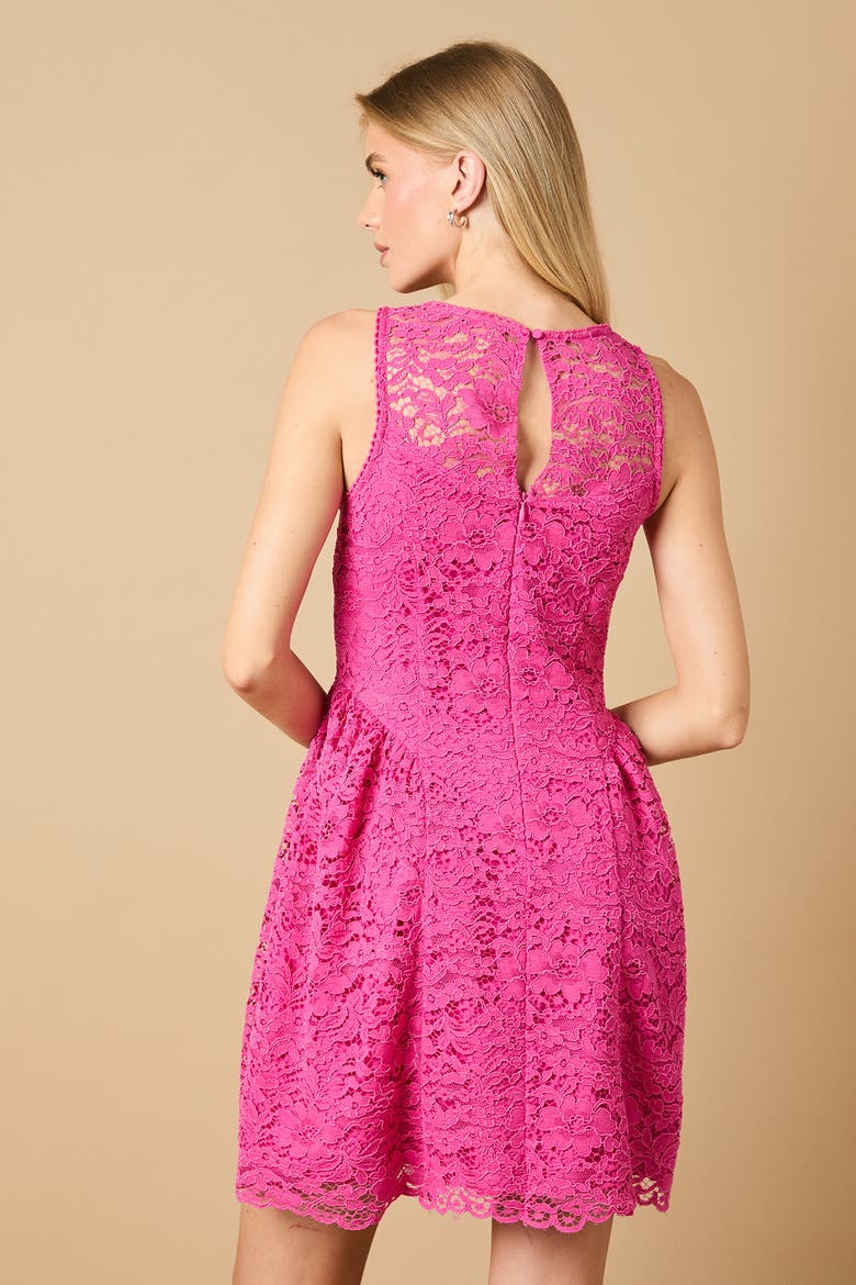 High Neck Lace Detailed Mini Dress, Alternate, color, Pink