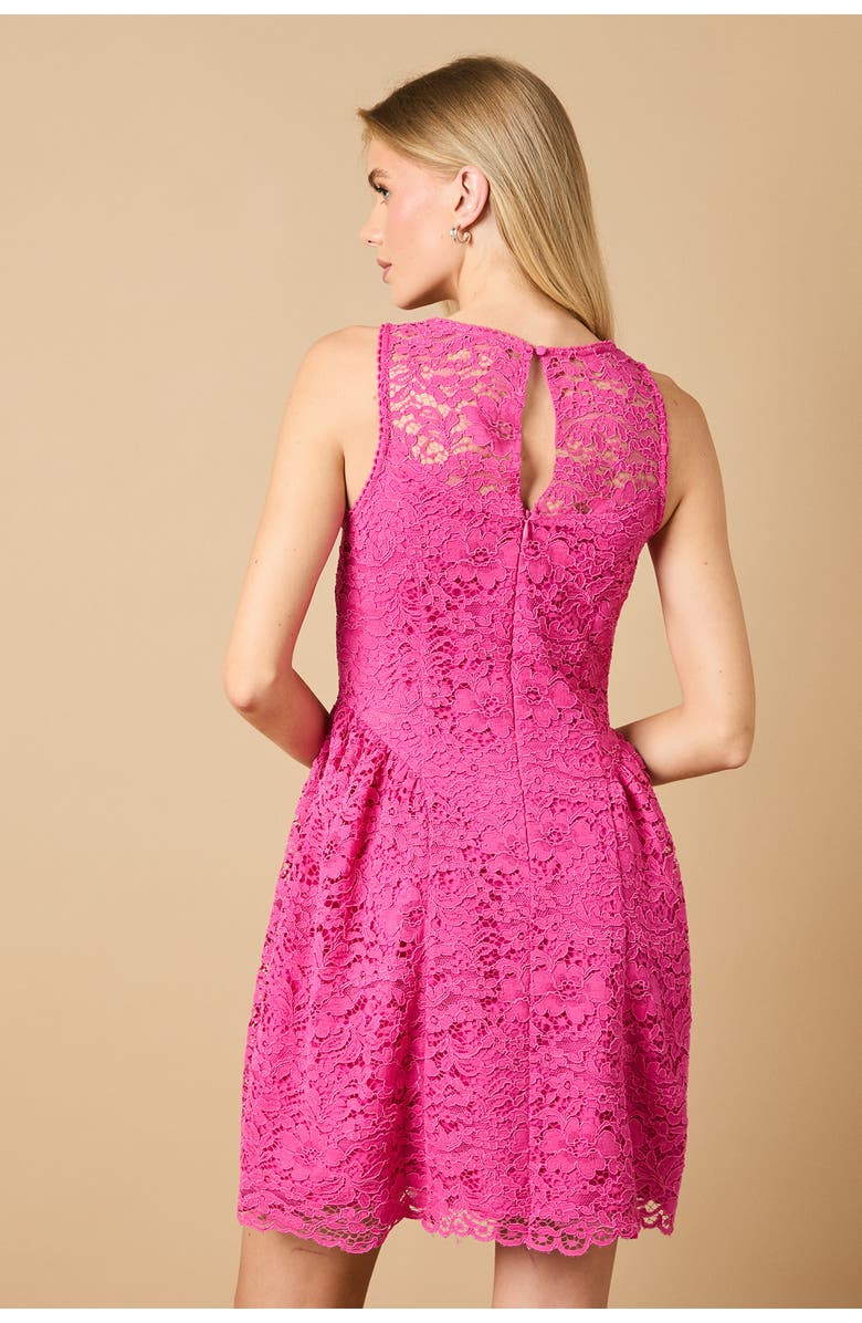 Oasis High Neck Lace Detailed Mini Dress, Alternate, color, Pink