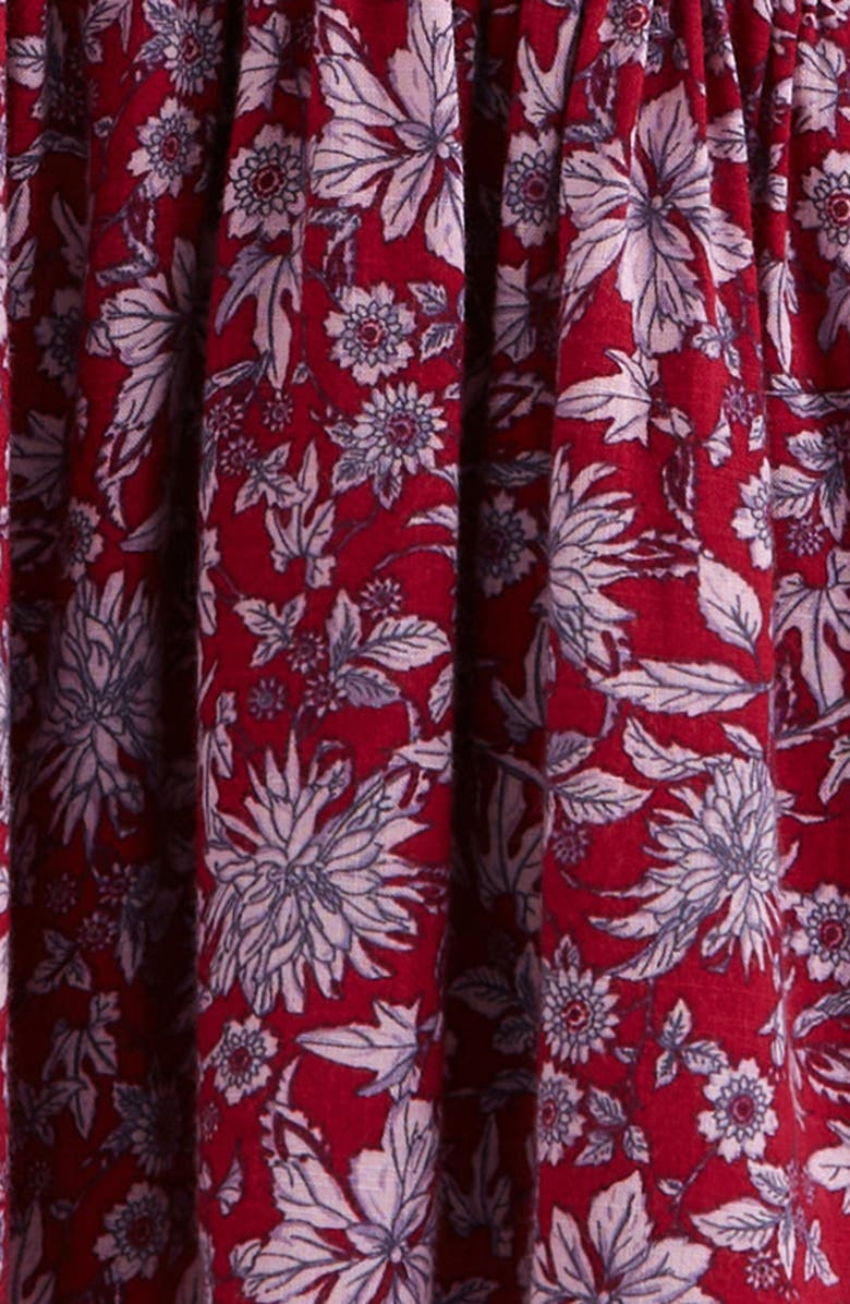 Treasure & Bond Kids' Floral Smocked Peplum Top, Alternate, color, Burgundy- Pink Jules Floral