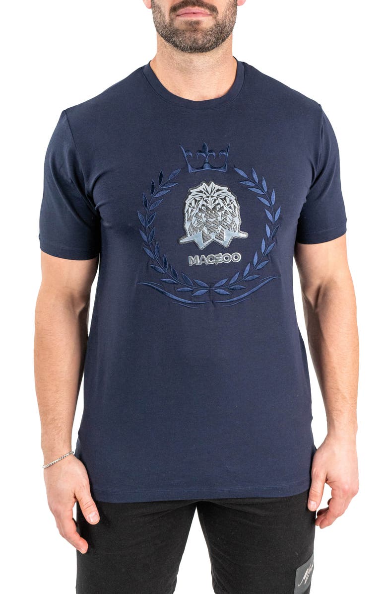 Maceoo Lion Crown Cotton Graphic T-Shirt, Main, color, Blue