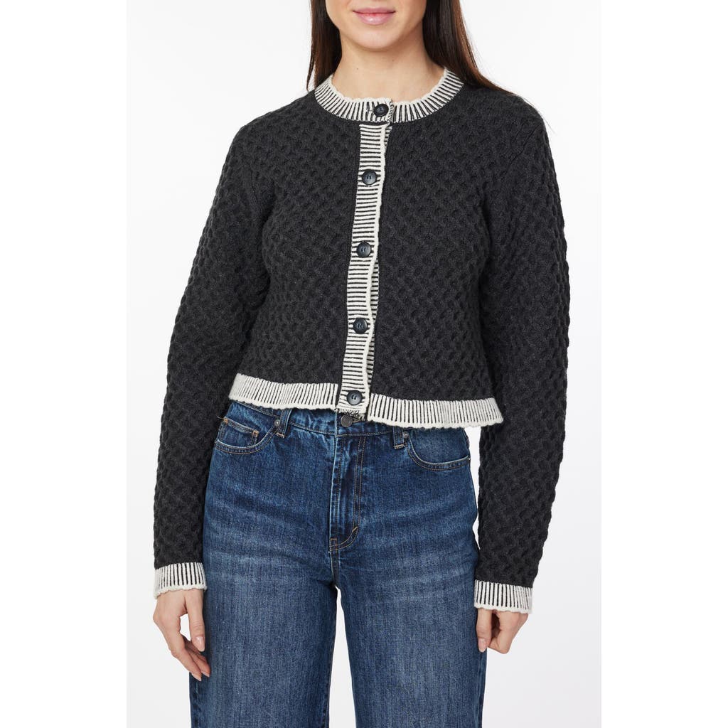 Habitual Crewneck Crop Cardigan In Black