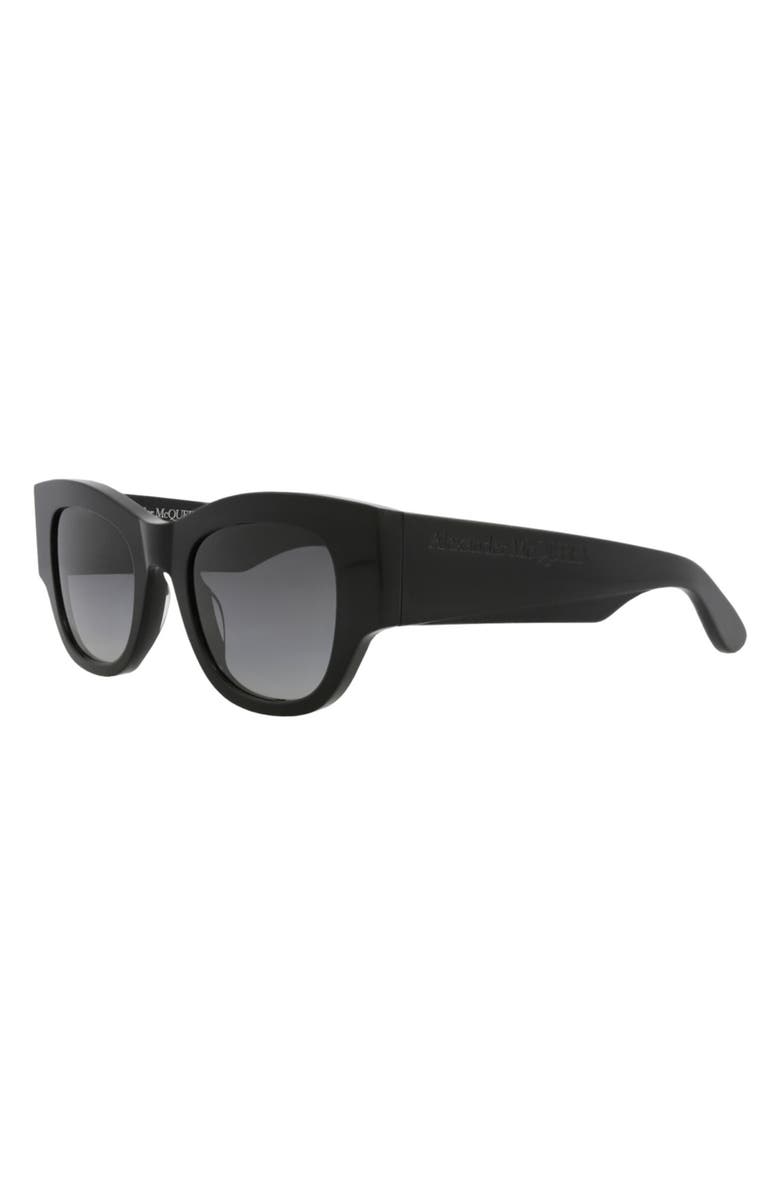 McQueen 50mm Gradient Square Sunglasses, Alternate, color, Black Black Grey