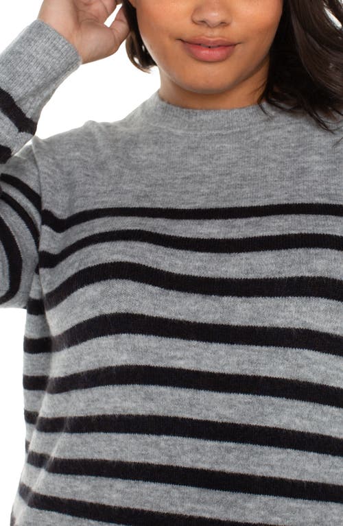 Liverpool Los Angeles Stripe Crewneck Sweater In Gray