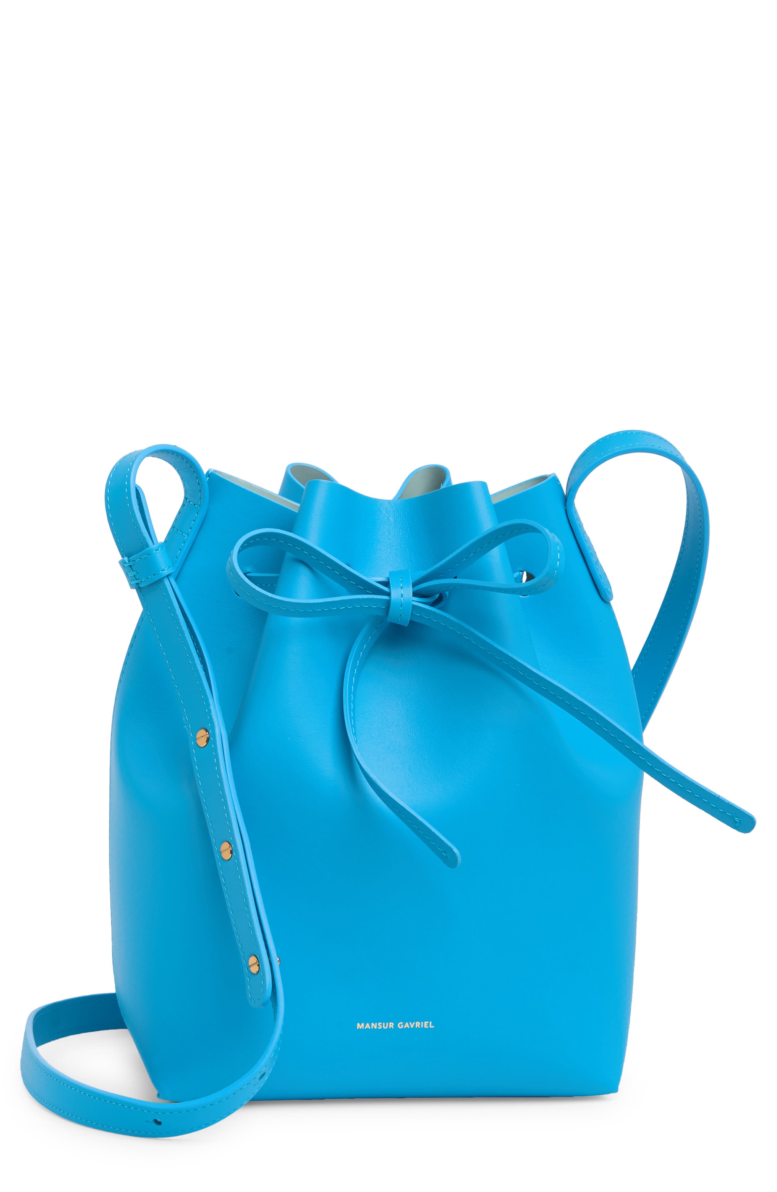 Mansur Gavriel Mini Leather Bucket Bag, Main, color, 