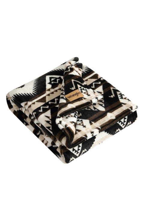 Jesse Ikat Plush Fleece Throw Blanket
