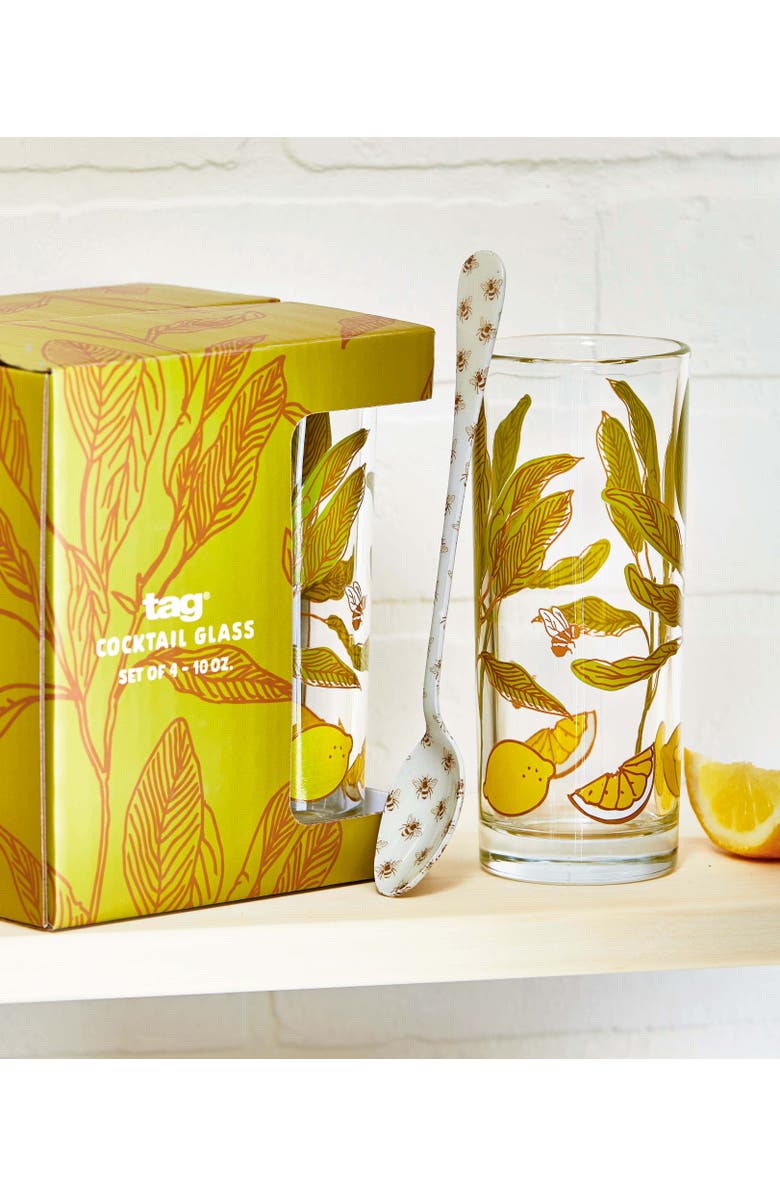 tag Lavender Honey Lemon Drinking Glasses Set of 6 Dishwasher Safe, Alternate, color, 