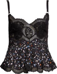 Rabanne Pleated Floral Lace Top