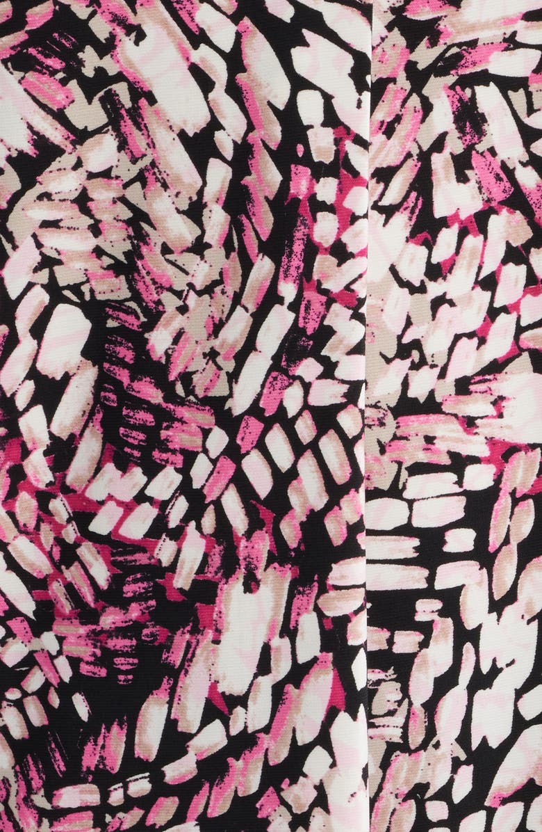 AK ANNE KLEIN Print Pleat Three-Quarter Sleeve Top, Alternate, color, Pink Berry Multi