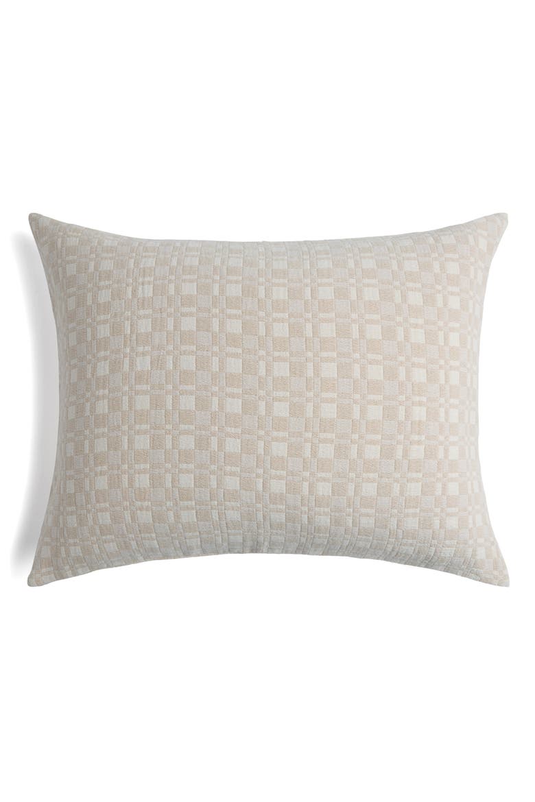 Modern Check Set of 2 Organic Cotton Jacquard Pillow Shams, Alternate, color, CREAM AND BONE