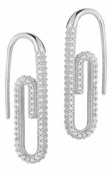 Pavé Paperclip Drop Earrings