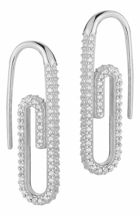 Pavé Paperclip Drop Earrings