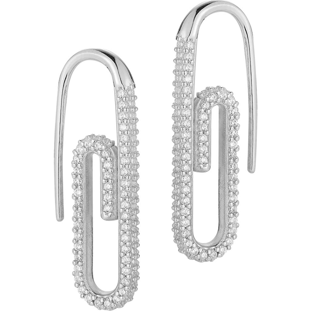 Sphera Milano Pavé Paperclip Drop Earrings In Silver