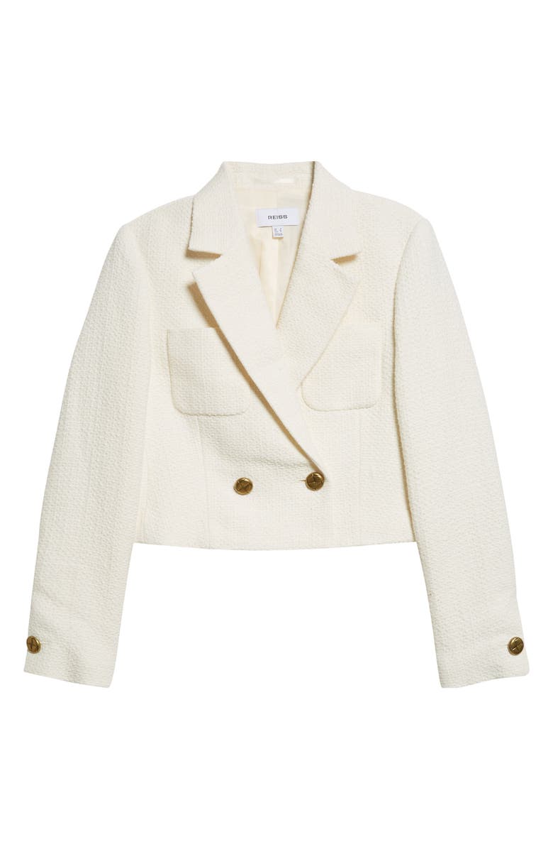 Reiss Mia Tweed Crop Jacket, Alternate, color, White