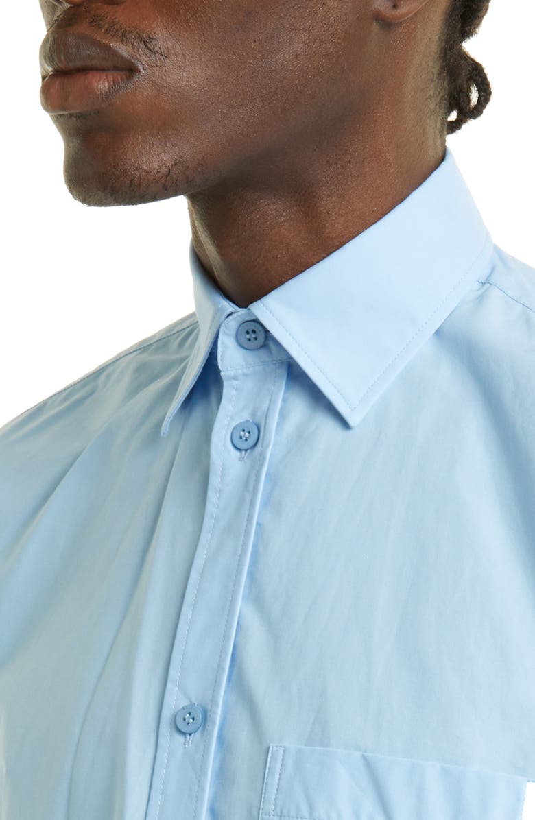 Balenciaga Logo Back Oversize Button-Up Shirt, Alternate, color, 