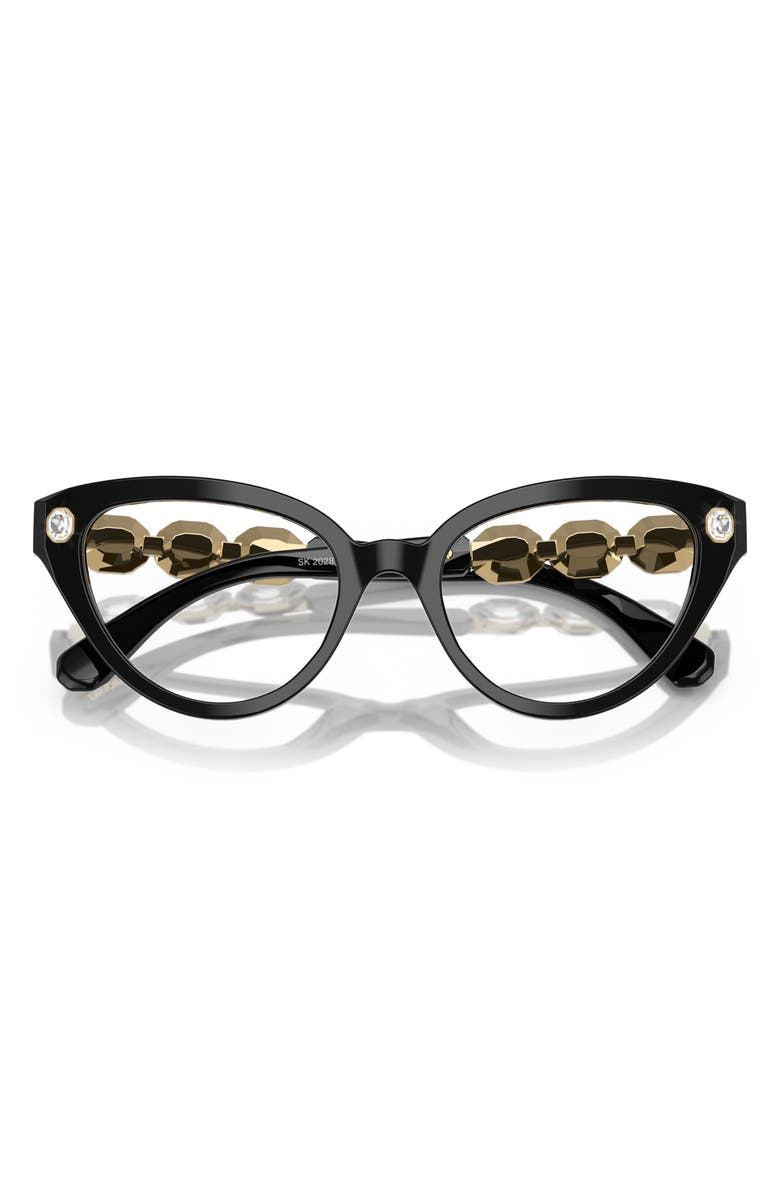 Swarovski 51mm Cat Eye Optical Glasses, Alternate, color, Black