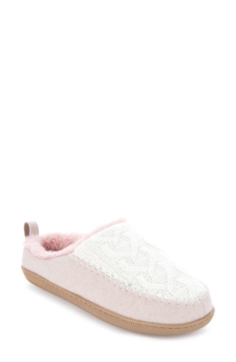 Tori Cable Knit Faux Shearling Slipper (Women)