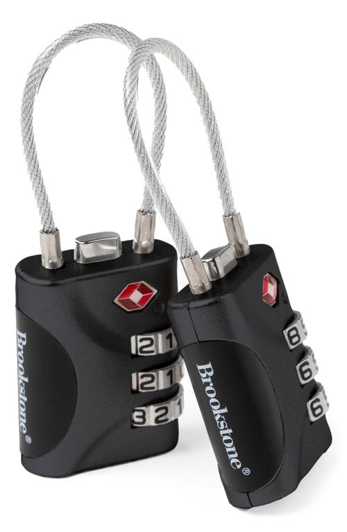 Brookstone 2-piece 3-digit Resettable Combination Cable Lock Set In Black