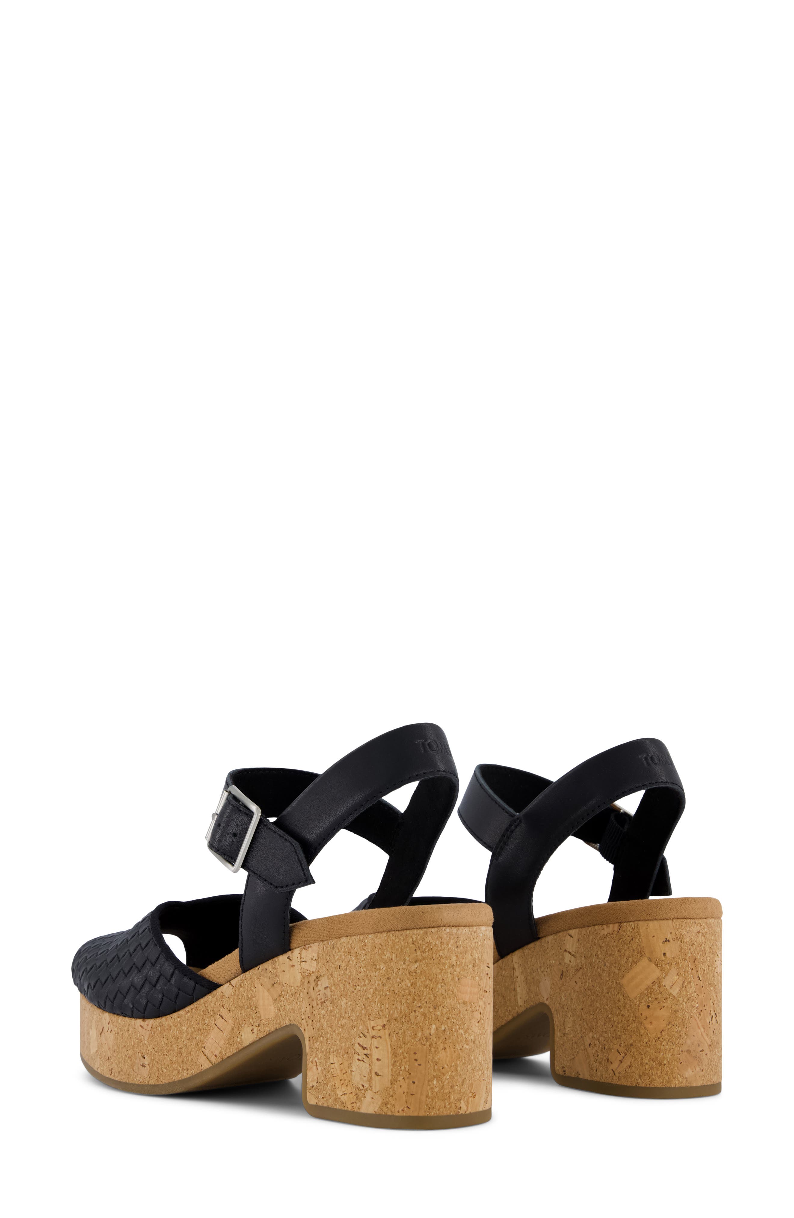 TOMS Isla Peep Toe Sandal, Alternate, color, Black