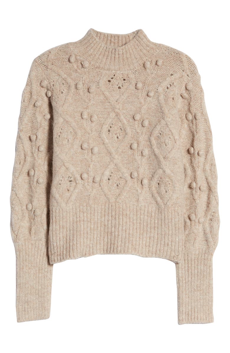 BLANKNYC Aran Cable Knit Mock Neck Sweater, Alternate, color, 