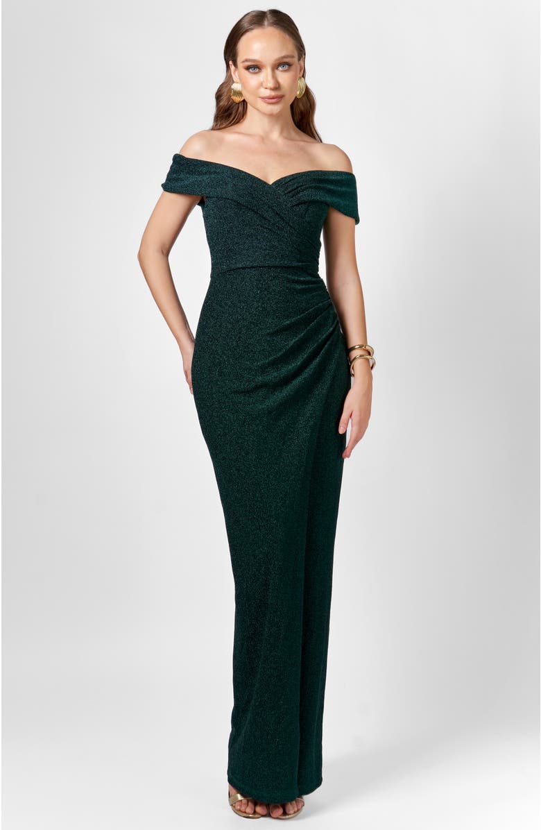Bariano Zimi Off Shoulder Maxi, Main, color, Emerald