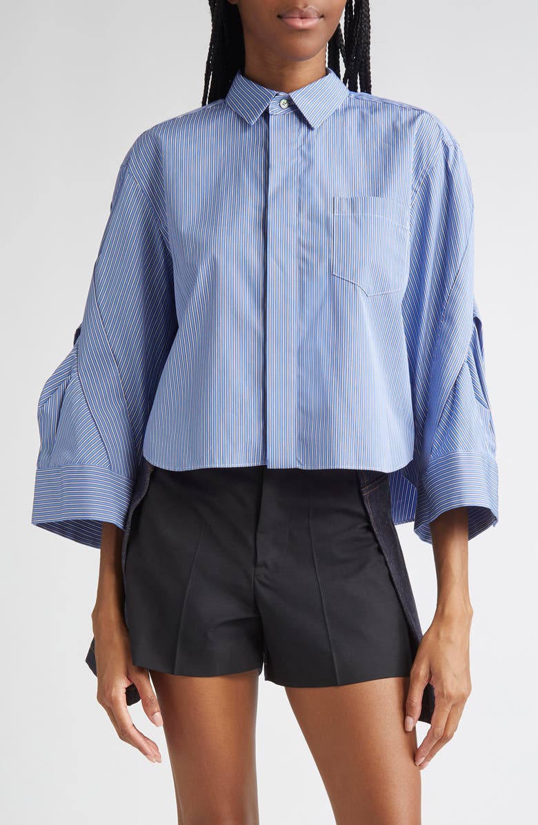 Sacai Stripe Poplin Button-Up Shirt, Main, color, 