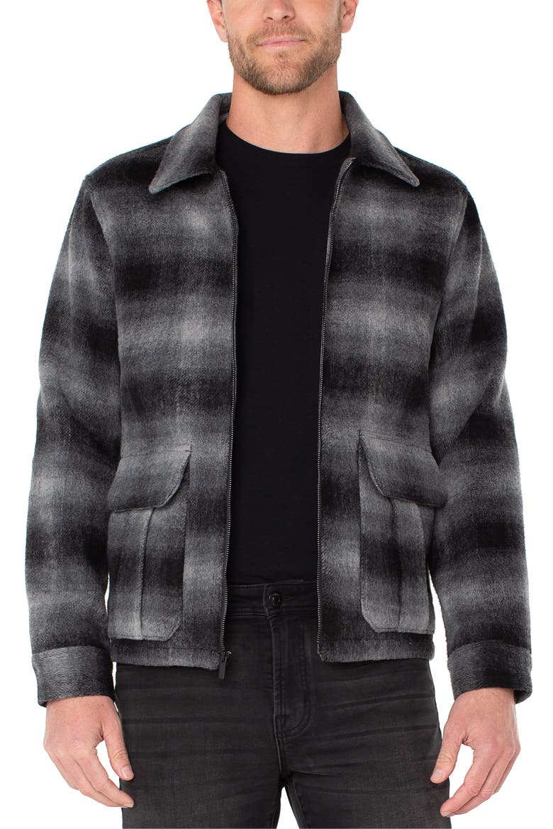 Wool Blend Zip Jacket, Main, color, BLACK GREY MULTI