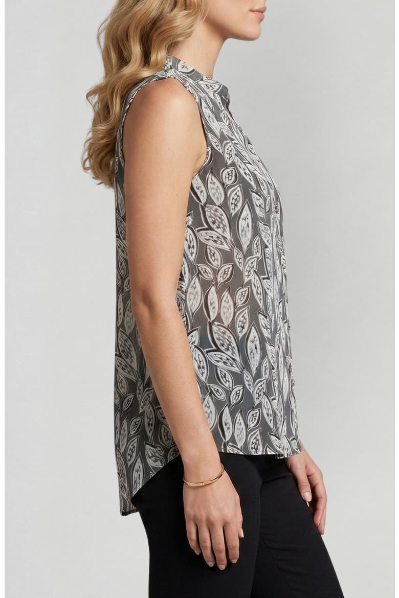 Sleeveless Button-Up Shirt, Alternate, color, GREYMULTI