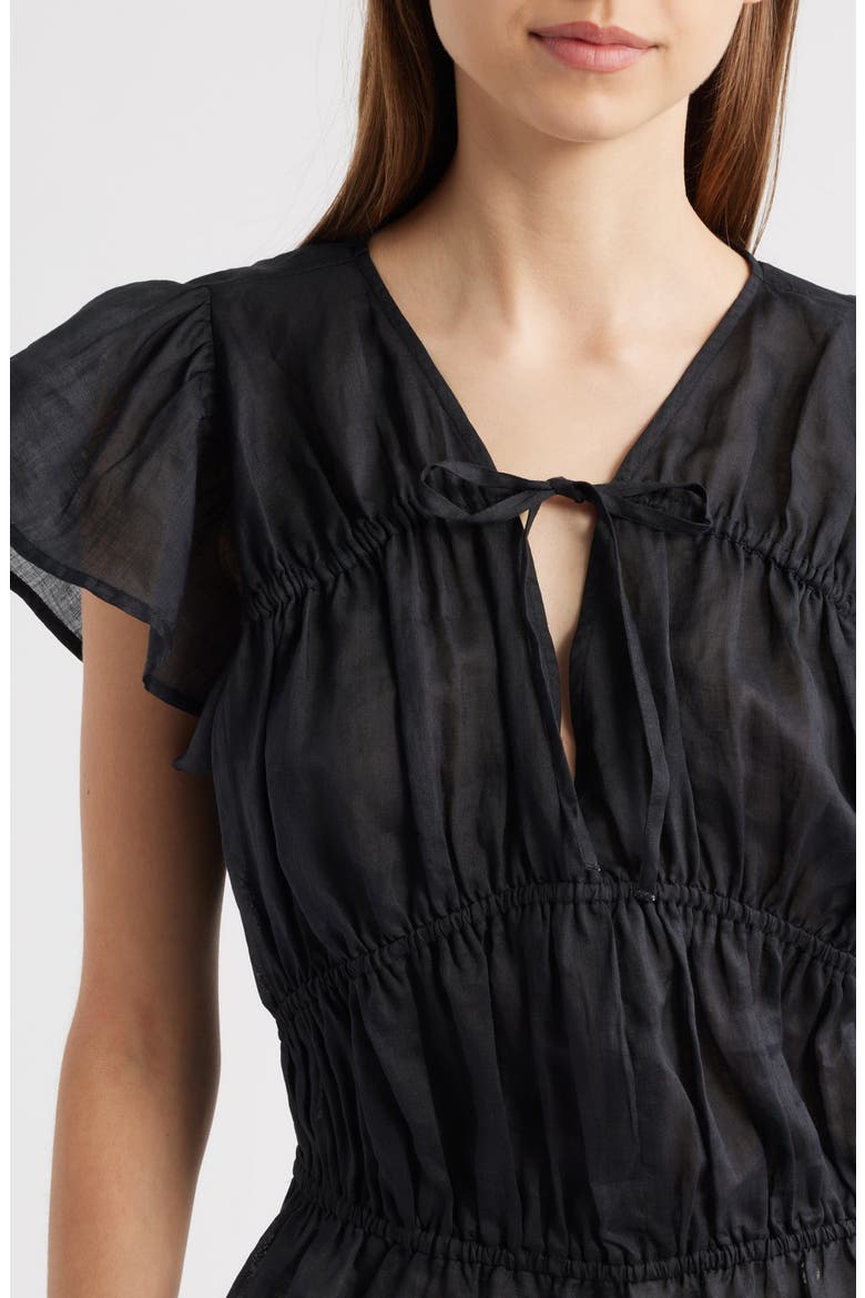 Valentina Tiered Flutter Sleeve Top, Alternate, color, BLACK