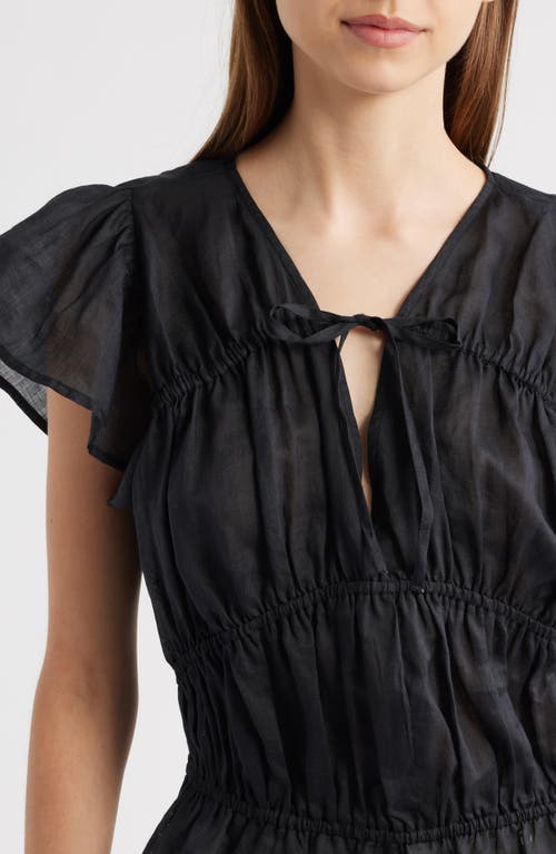 Rag & Bone Valentina Tiered Flutter Sleeve Top In Black