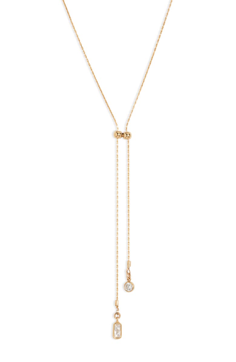 Set & Stones Zoey Cubic Zirconia Lariat Necklace, Main, color, Gold