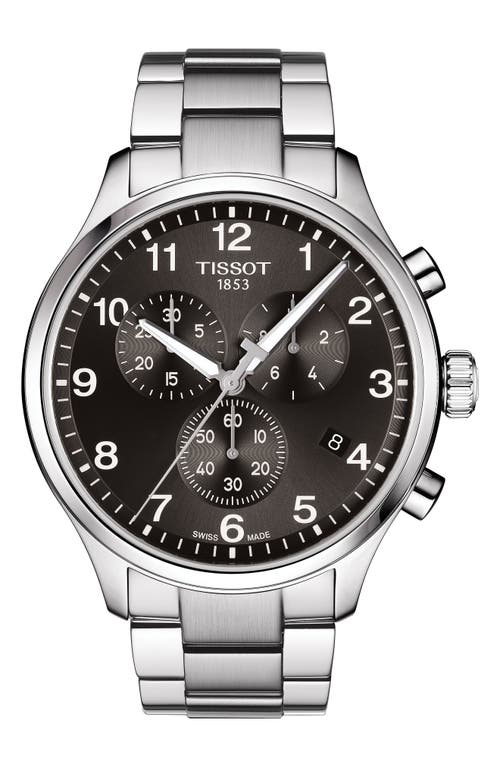 Tissot Chrono XL Collection Chronograph Bracelet Watch, 45mm in Silver/Black/Silver at Nordstrom