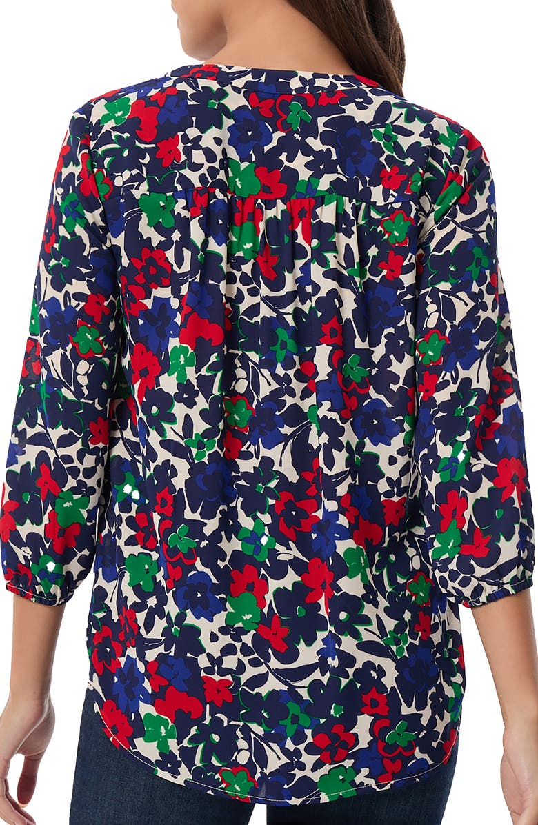 Jones New York Floral Pleat V-Neck Top, Alternate, color, 