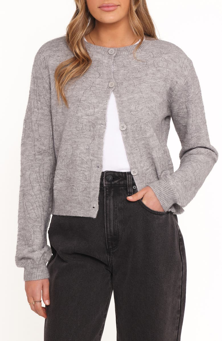 Petal & Pup Fauna Tonal Stitch Cardigan, Main, color, Heather Grey