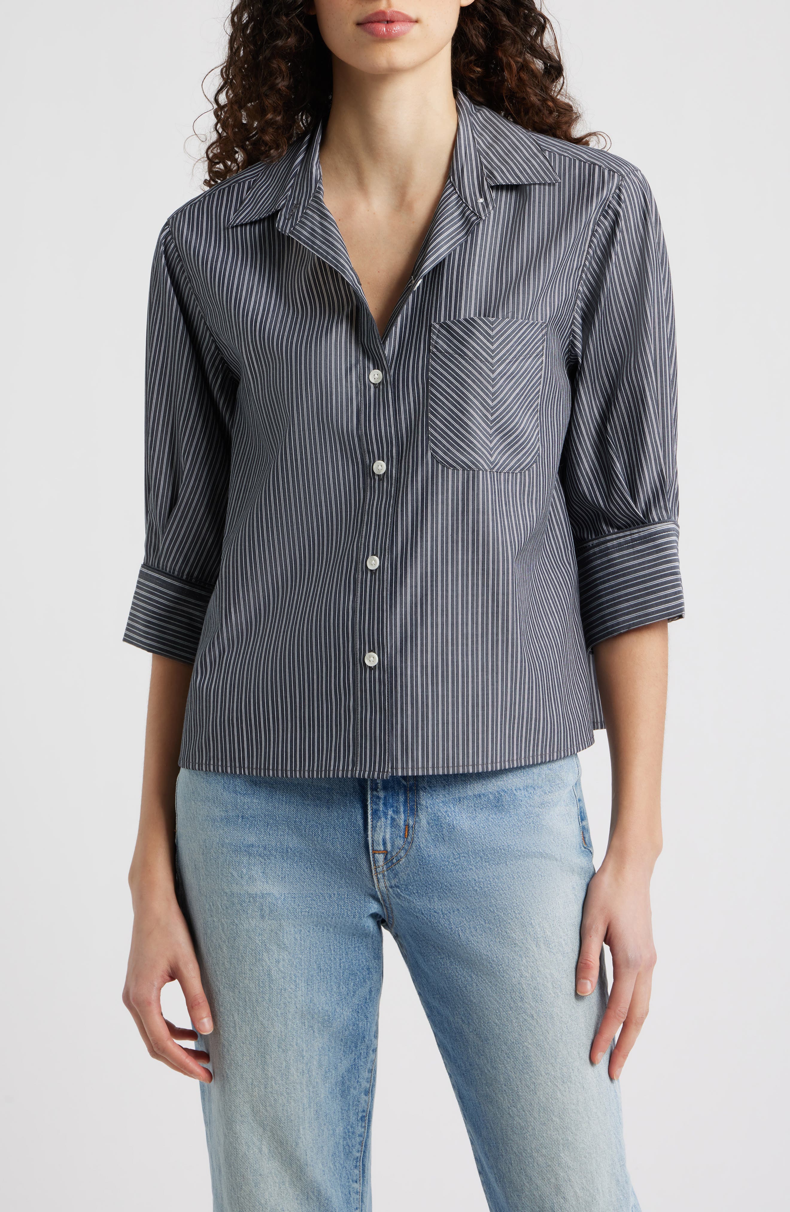 Lucia Stripe Cotton Poplin Button-Up Shirt - image 5
